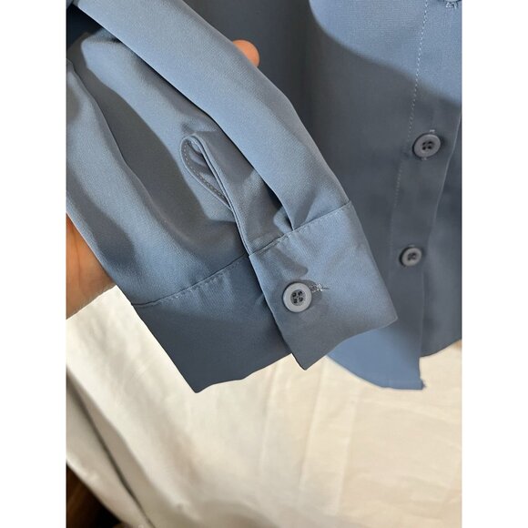 ZC & GF Blue Large Long Sleeve Button Down Blouse - Picture 5 of 9
